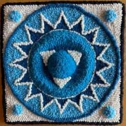 Blue punch needle design