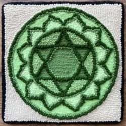 Green punch needle design