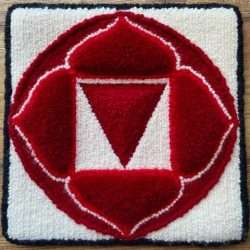 Red and White image of punch needle design