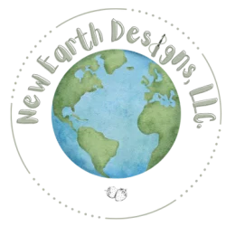 New Earth Designs logo of a globe